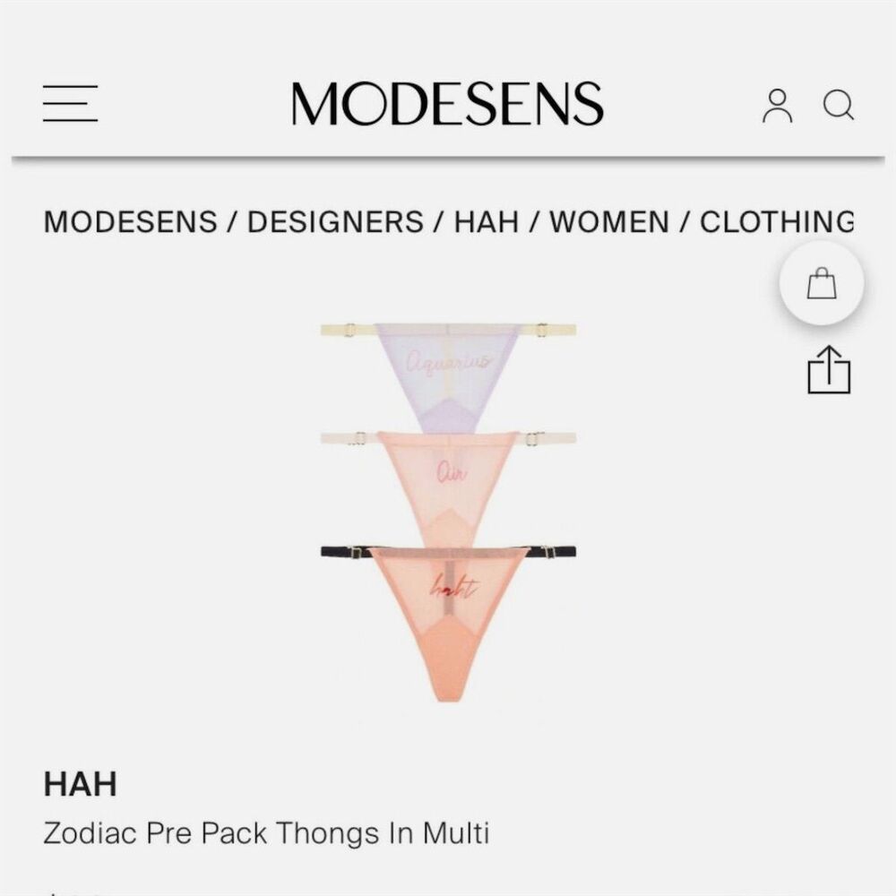 NEW HAH x Free People Women's Aries Zodiac Thong Panties 3 Pack $68 sold out